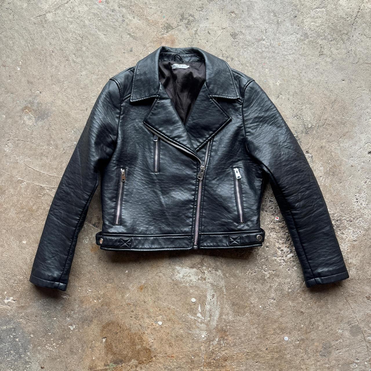 Black Light Before Dark faux leather biker jacket