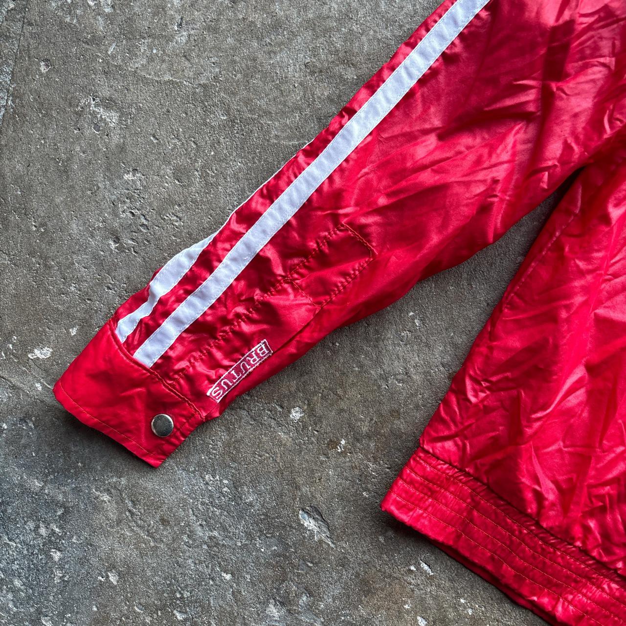 80s Red and white Brutus track jacket with custom patches