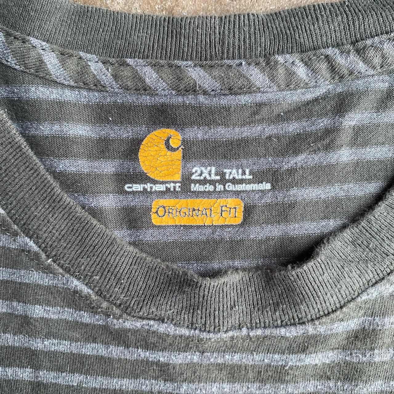Khaki Green & Grey Striped Carhartt T-Shirt - 2XL (tall)