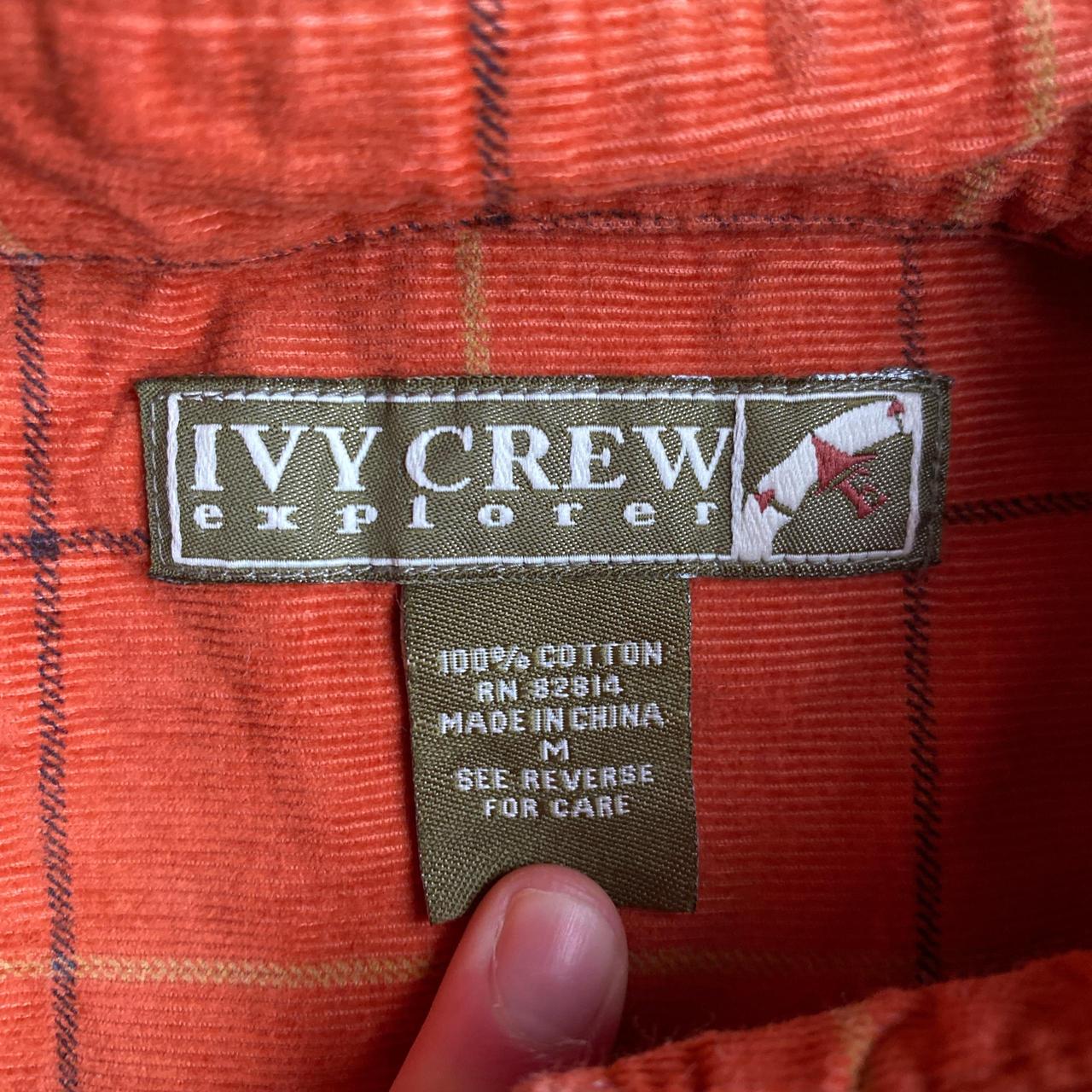 Orange Corduroy Plaid Button Up Shirt - M