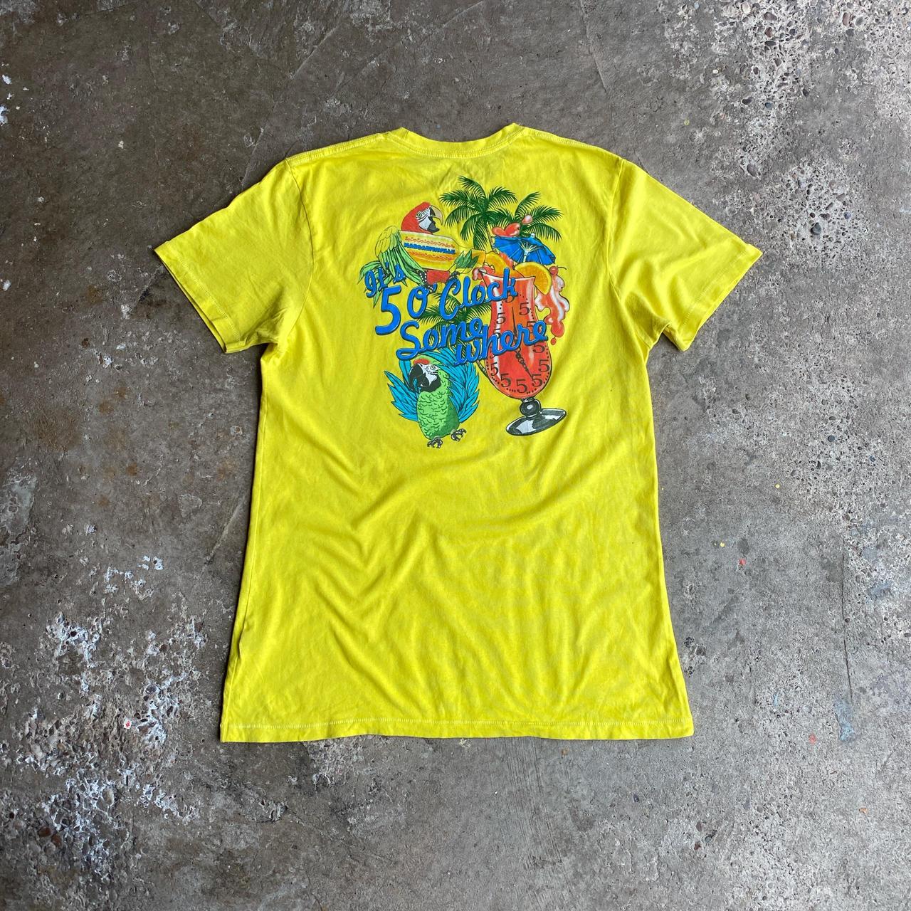 Bright Yellow Graphic Single Stitch Bar T-Shirt