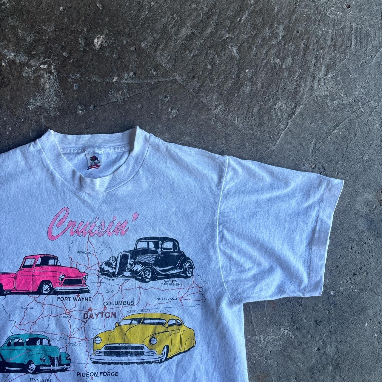 Vintage White Single Stitch Graphic Car T-Shirt