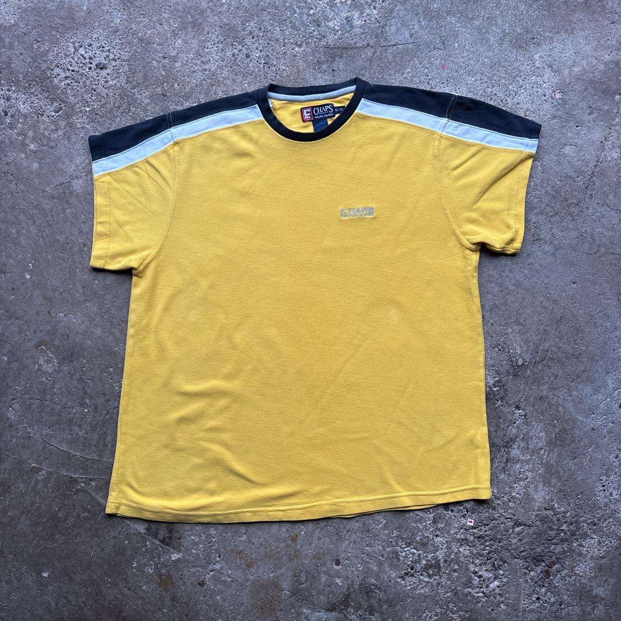 Yellow and navy Chaps crewneck t-shirt