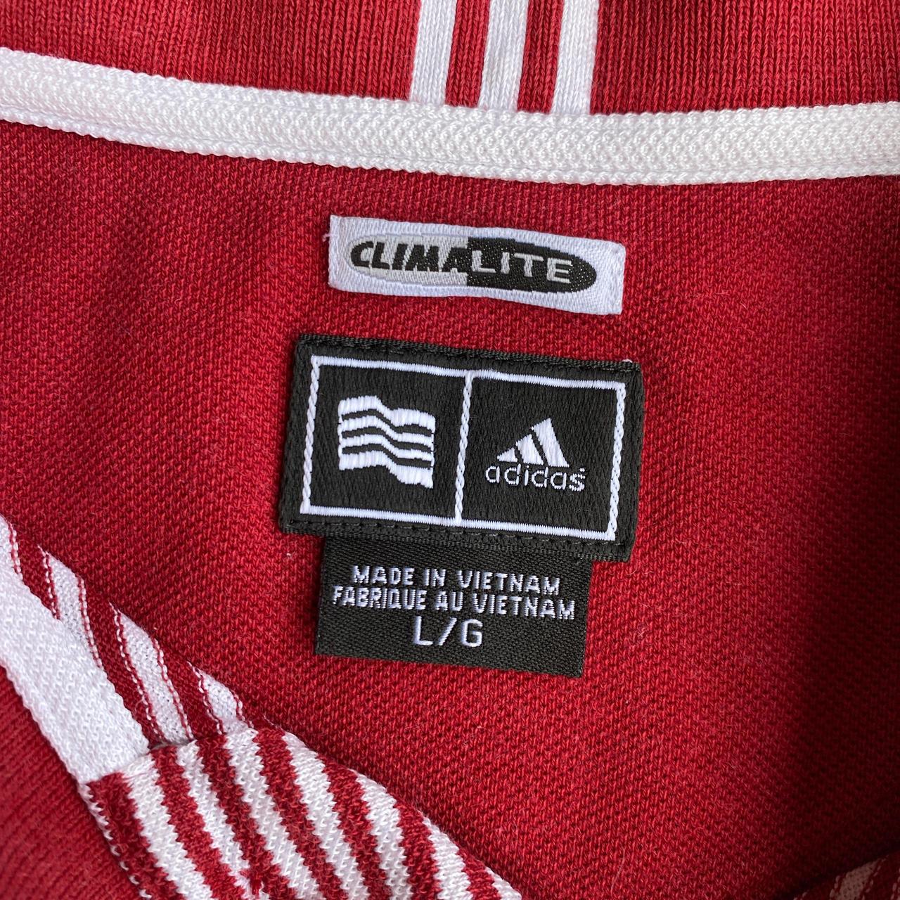 Red & White Striped Adidas ‘Budweiser’ Polo Shirt - L
