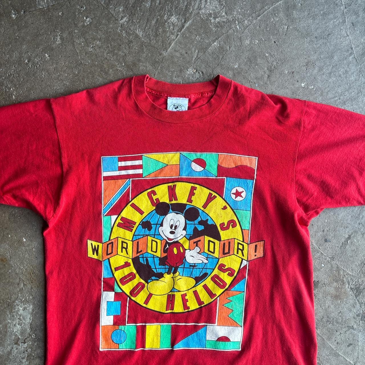 Red Mickey Mouse World Tour Vintage Single Stitch T-Shirt