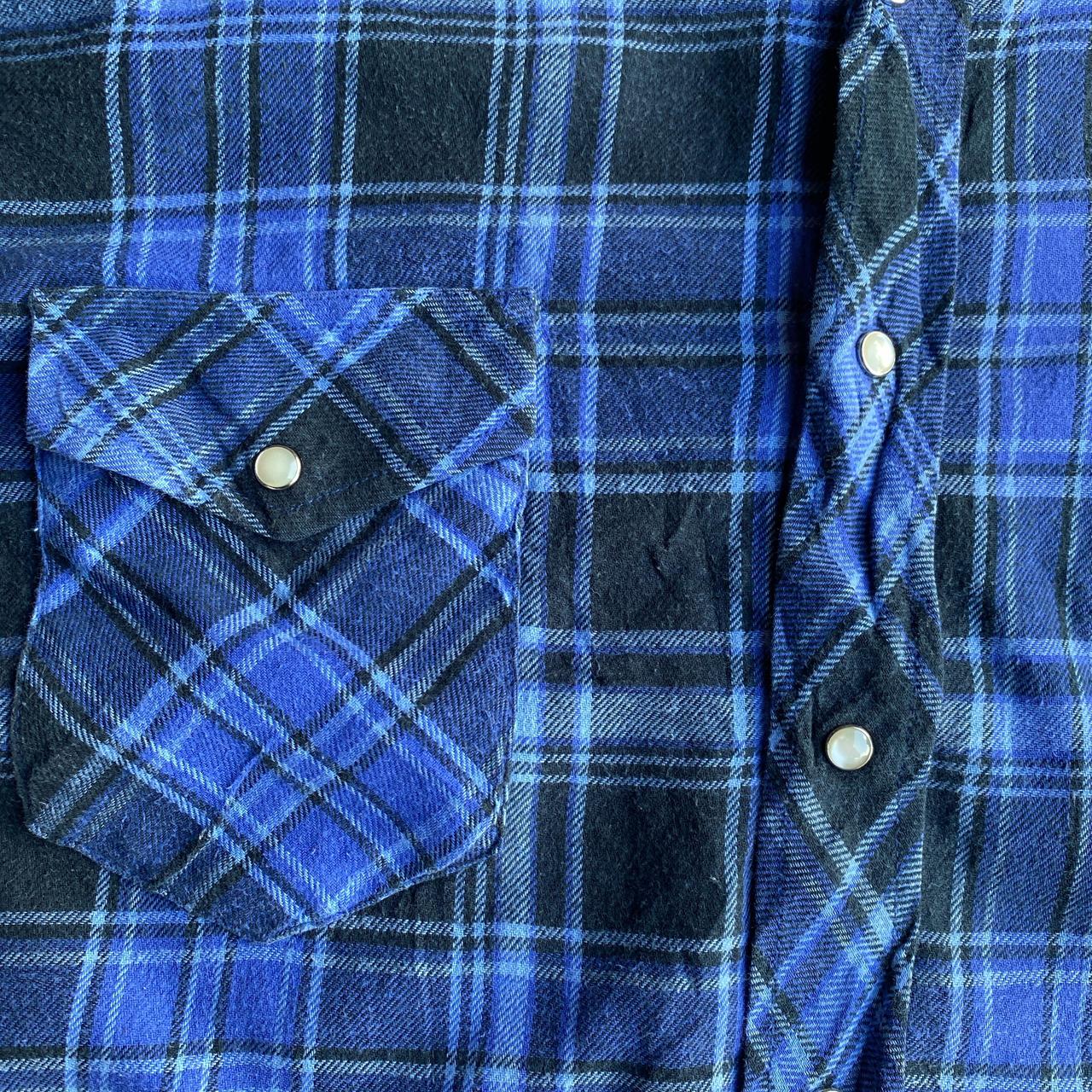 Blue & Black Plaid Flannel Wrangler Shirt - M