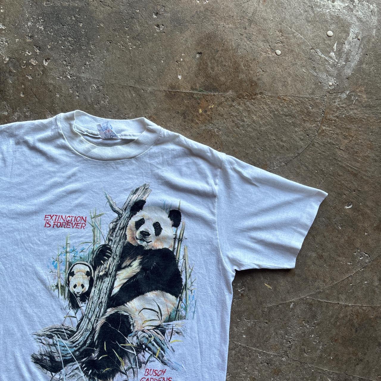 Vintage White Panda Graphic Single Stitch T-Shirt