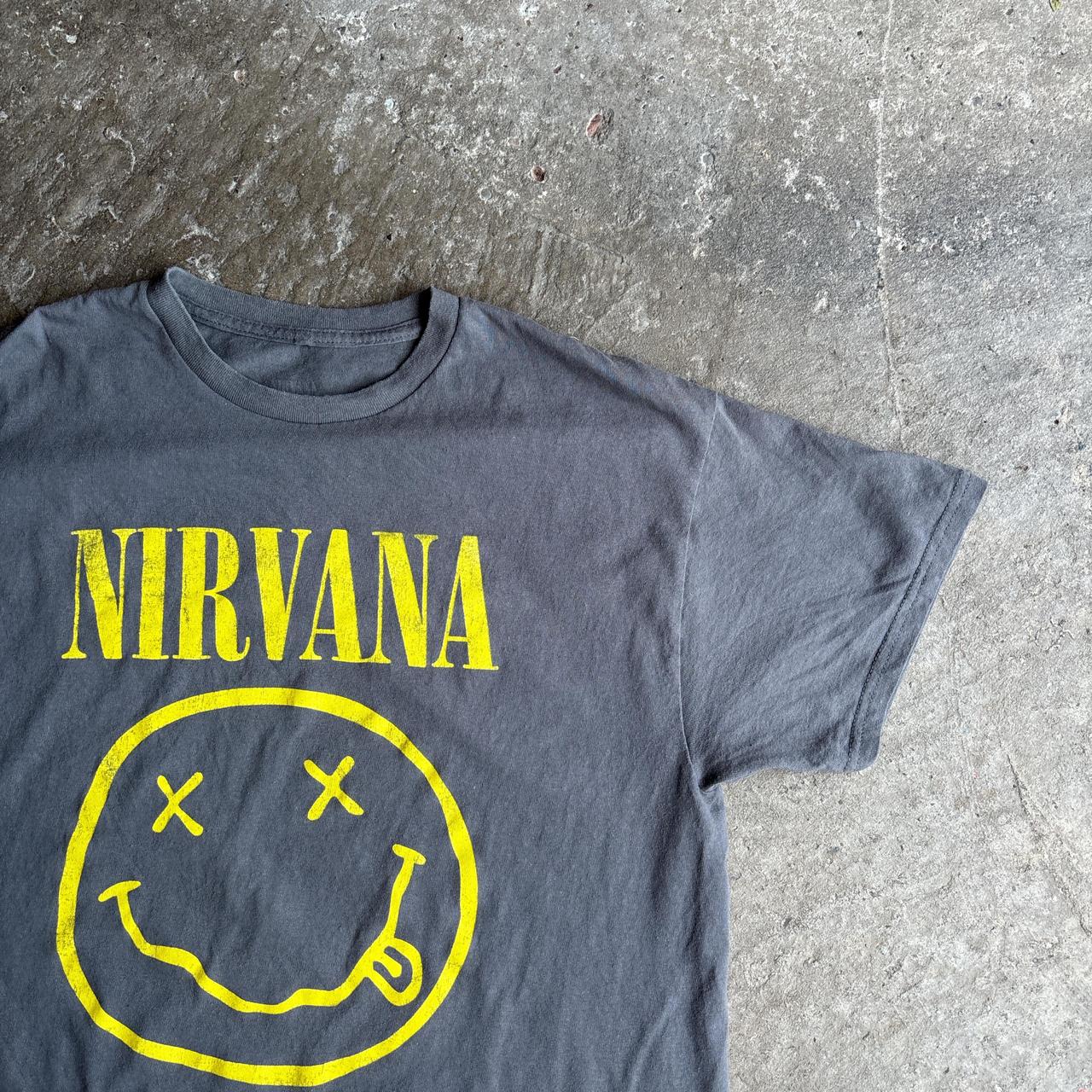 Grey Nirvana Smiley Face Graphic T-Shirt