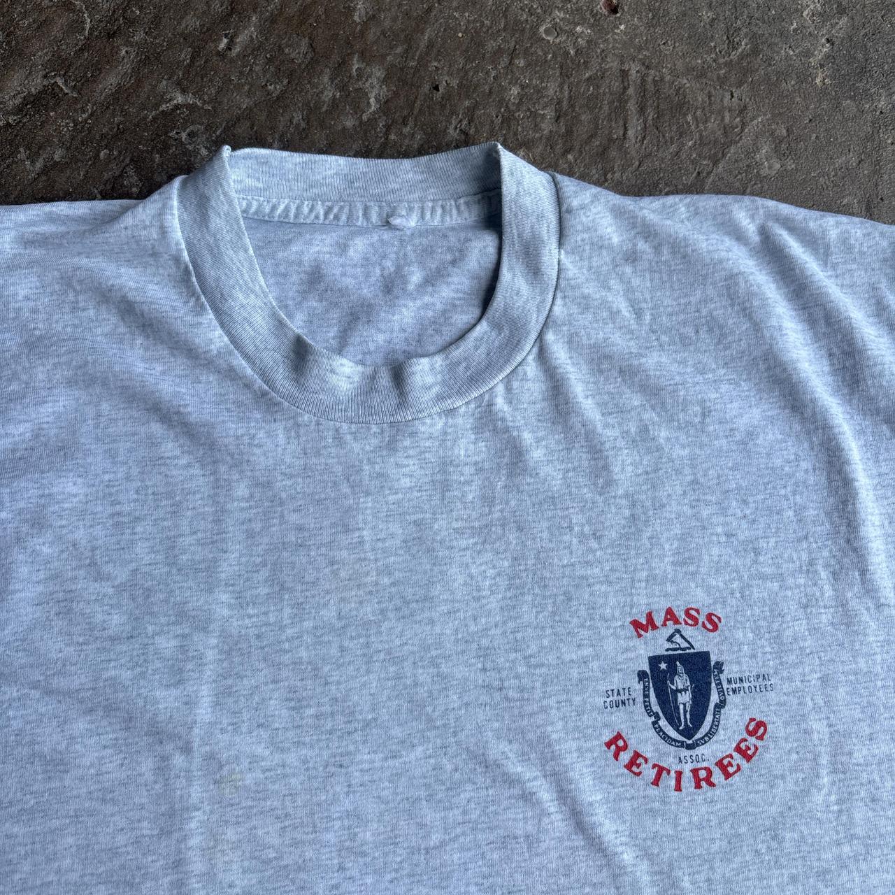 90s Grey ‘Mass Retirees’ single stitch tee - L
