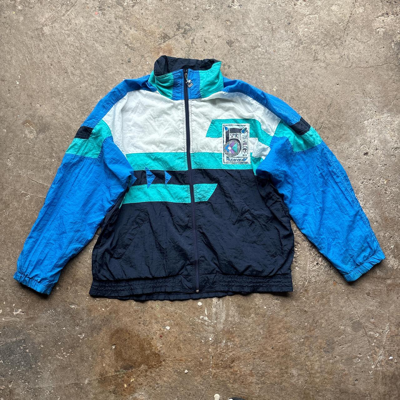90s vintage windbreaker jacket with patch logos