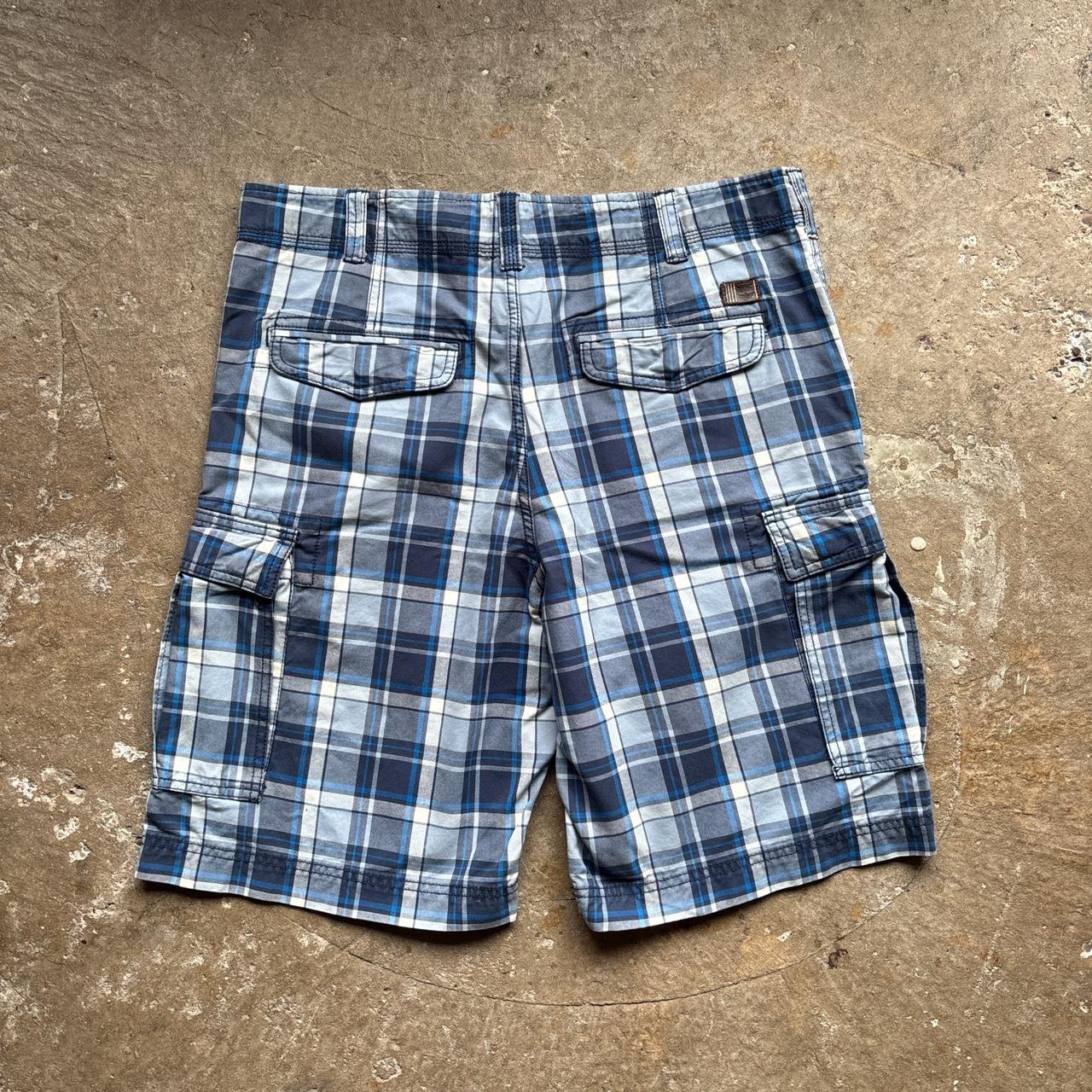 Blue chequered Timberland cargo shorts