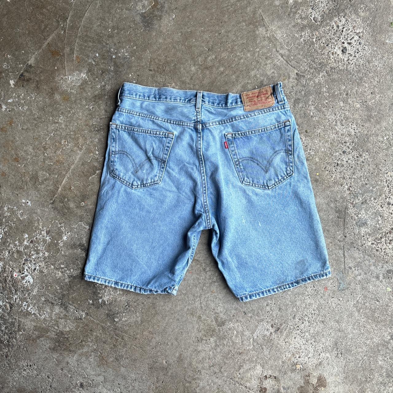 Light Blue Denim Paint Splattered Levi Jean Shorts