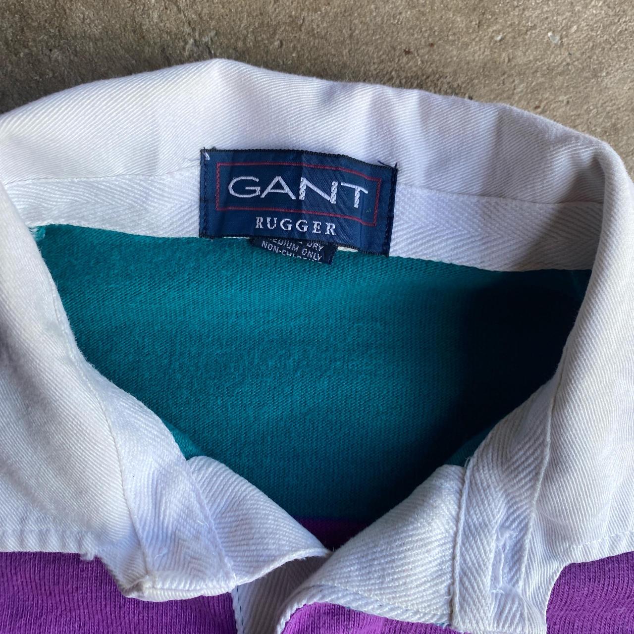 Purple & Green Striped GANT Rugby Shirt - M