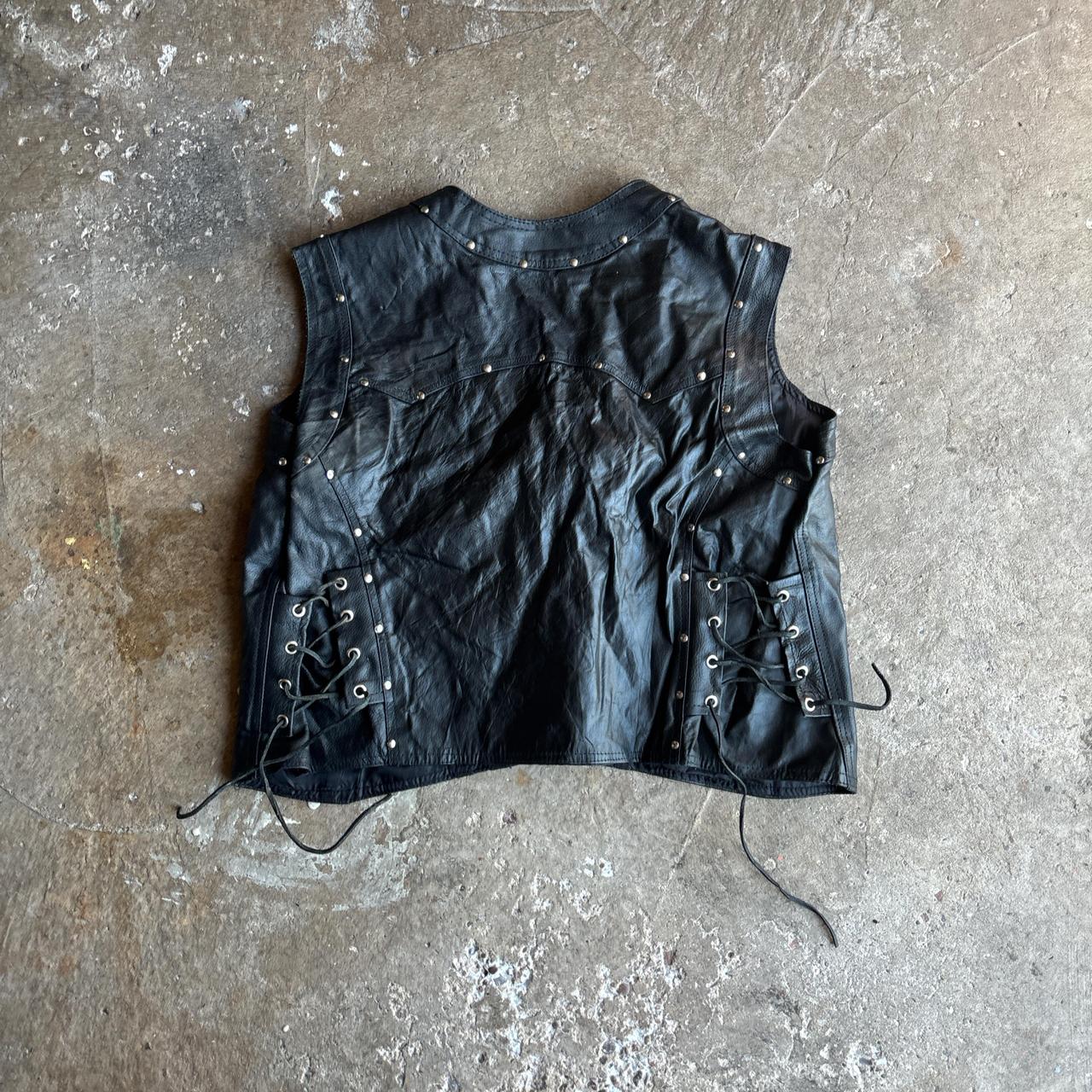 Black Leather Zip Up Vest Cropped Jacket