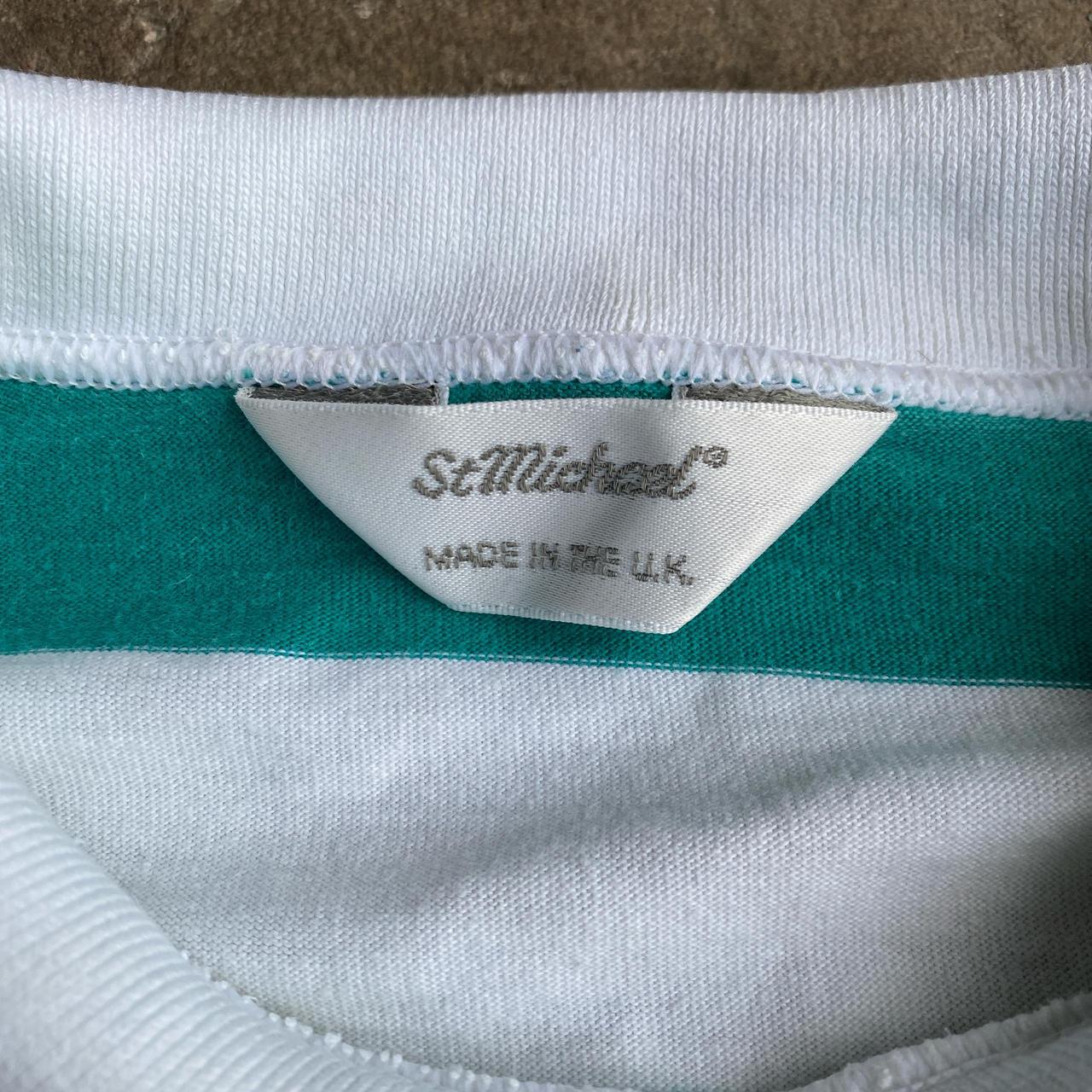 Teal & White St Michael Striped Pocket Polo Shirt - Size 10-12 (women’s)
