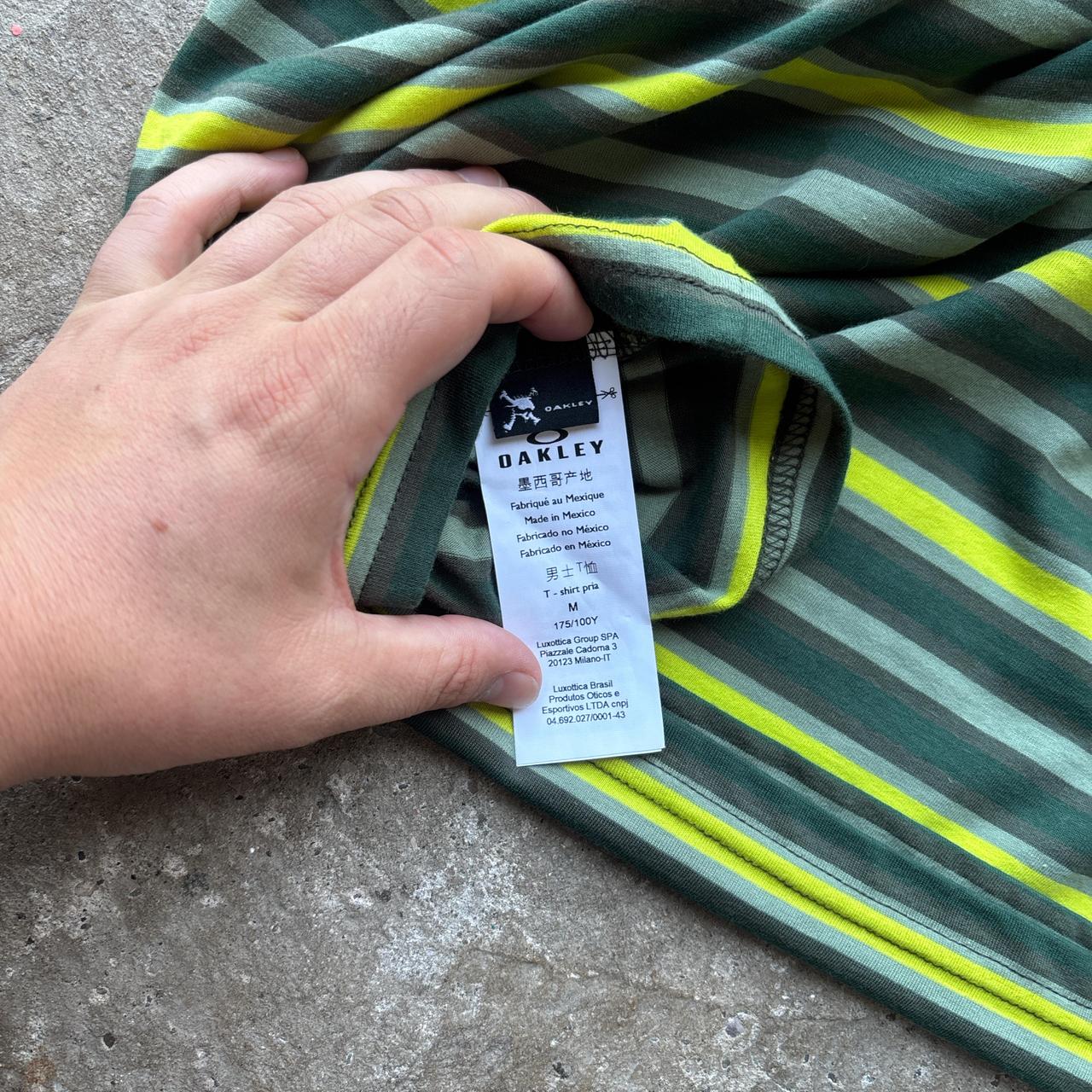 Orange and green striped Oakley T-shirt - M