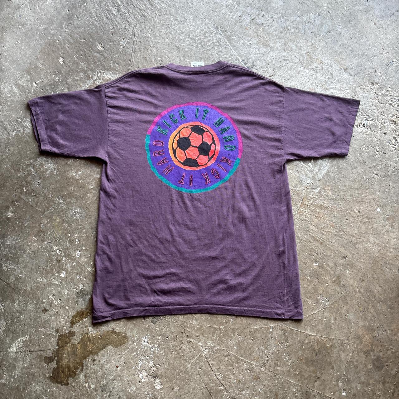 Purple Single Stitch Graphic Football T-Shirt
