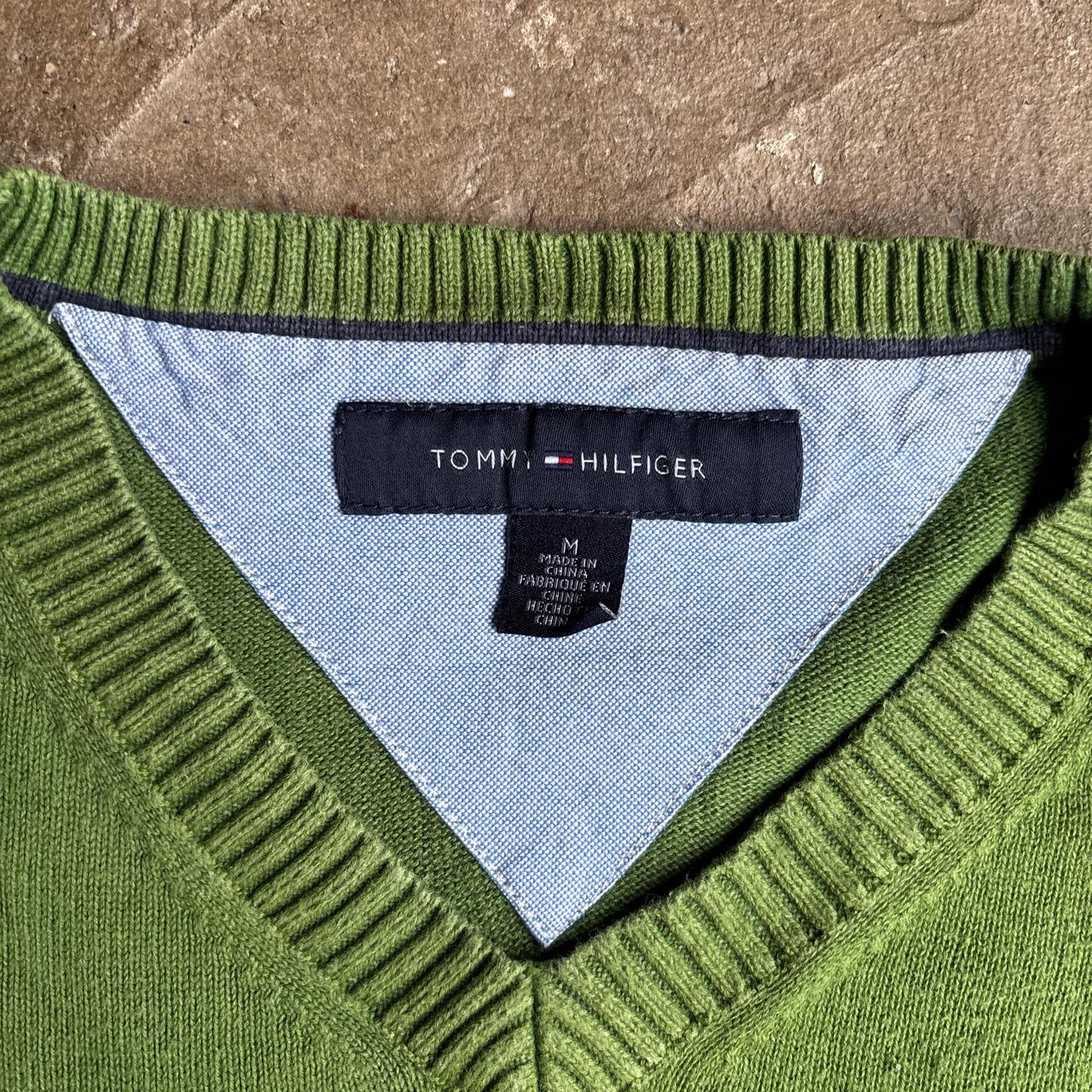 Green V-Neck Tommy Hilfiger Jumper - M