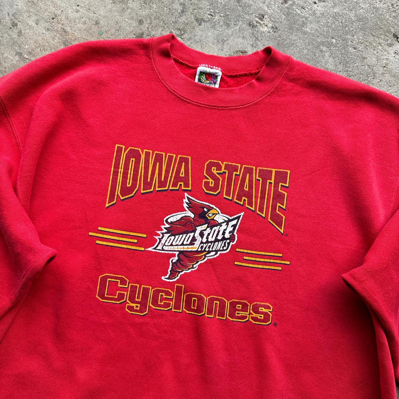 Red graphic sweatshirt printed on Fruit of the Loom