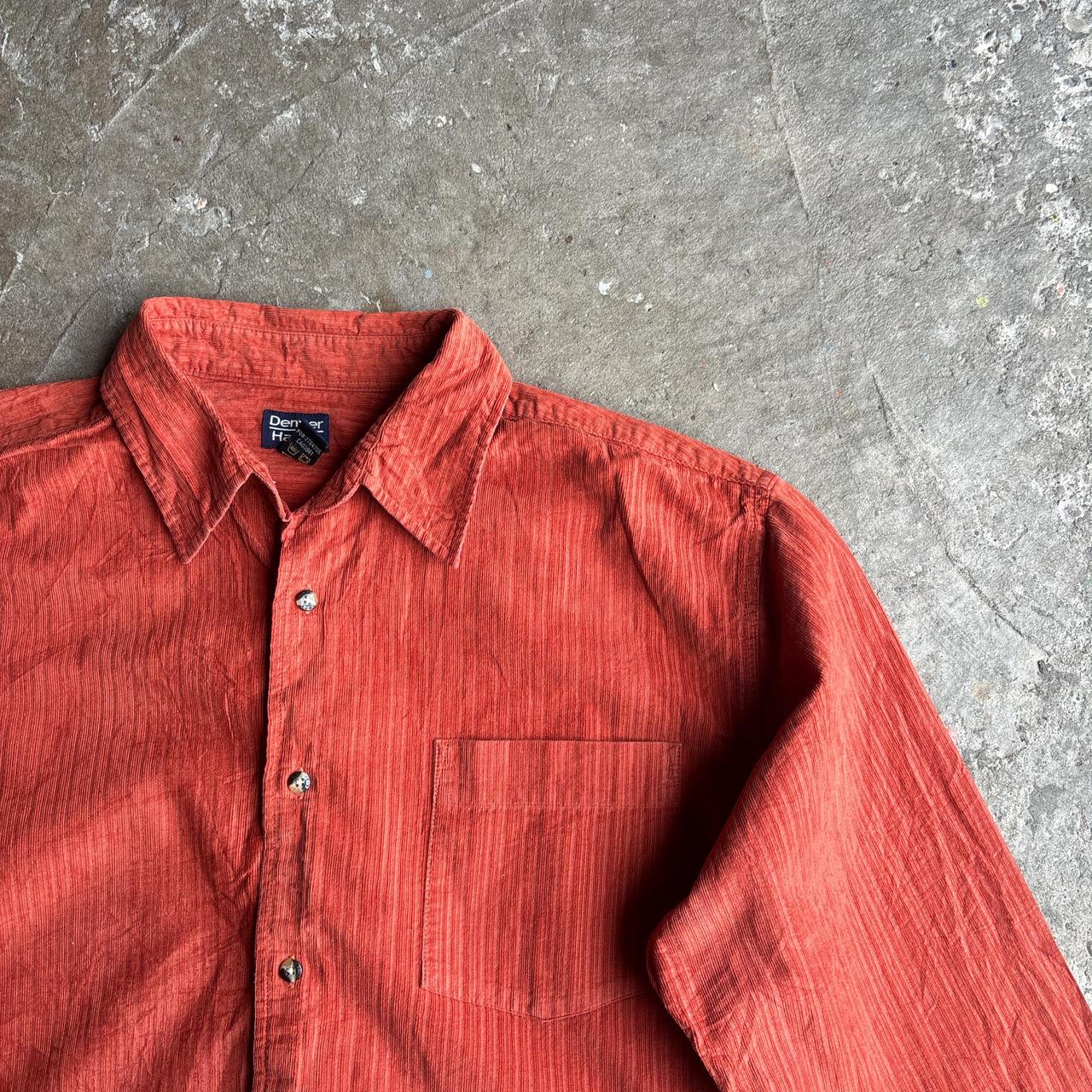 Orange Corduroy Button Up Shirt - L