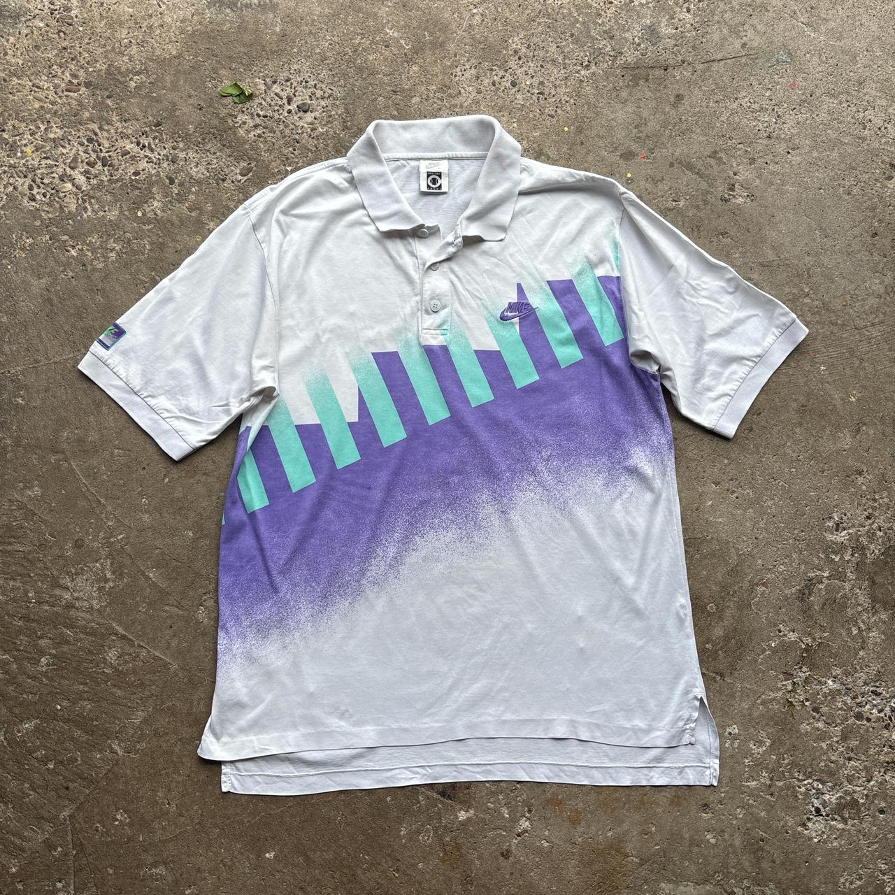 90s White Nike Challenge Court polo shirt - L