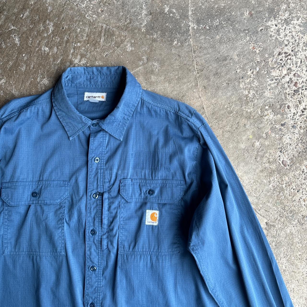 Blue Carhartt Textured Long-Sleeve Shirt