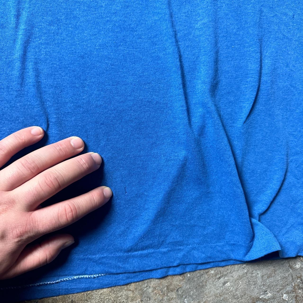 Blue 80s vintage single stitch cotton t-shirt with ‘Turkey Roast’ print
