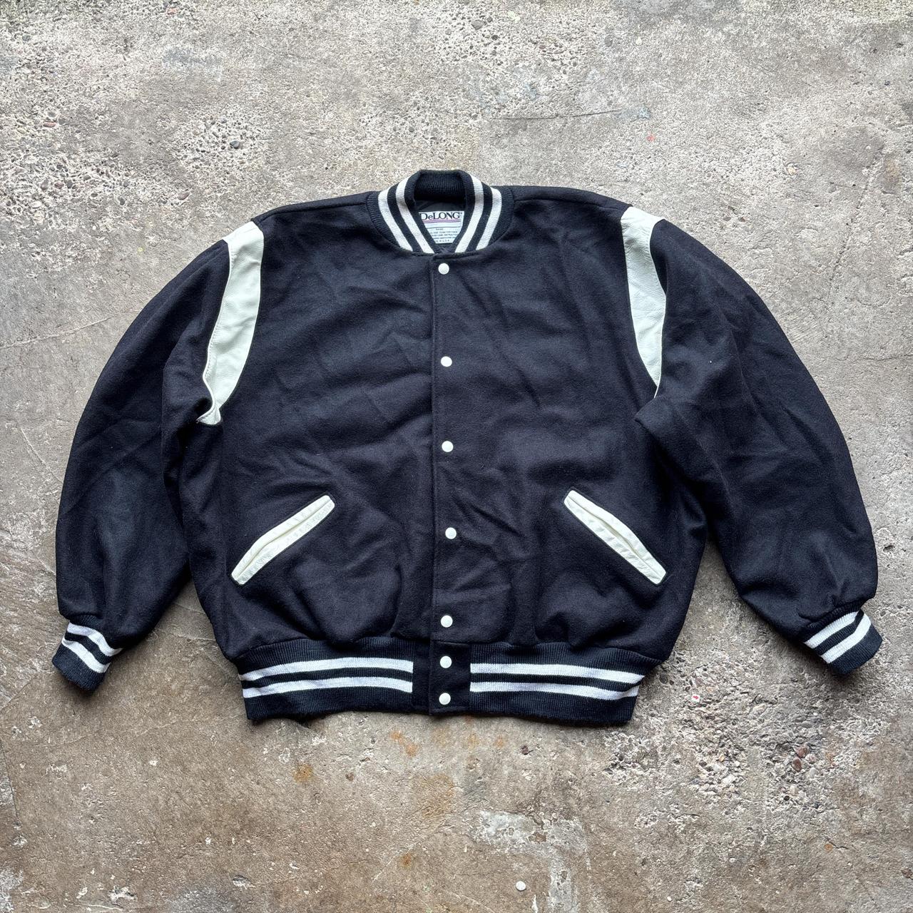 Vintage Black and white wool bomber jacket