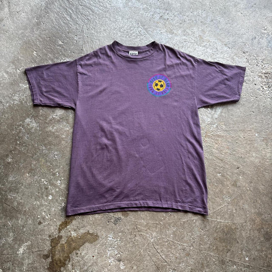 Purple Single Stitch Graphic Football T-Shirt