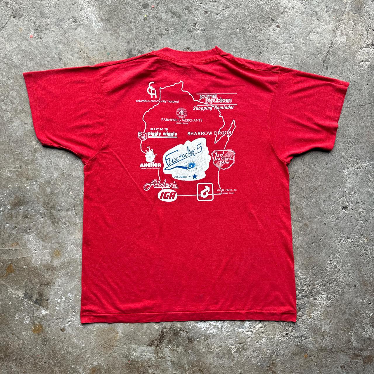 80s Red Columbus graphic tee