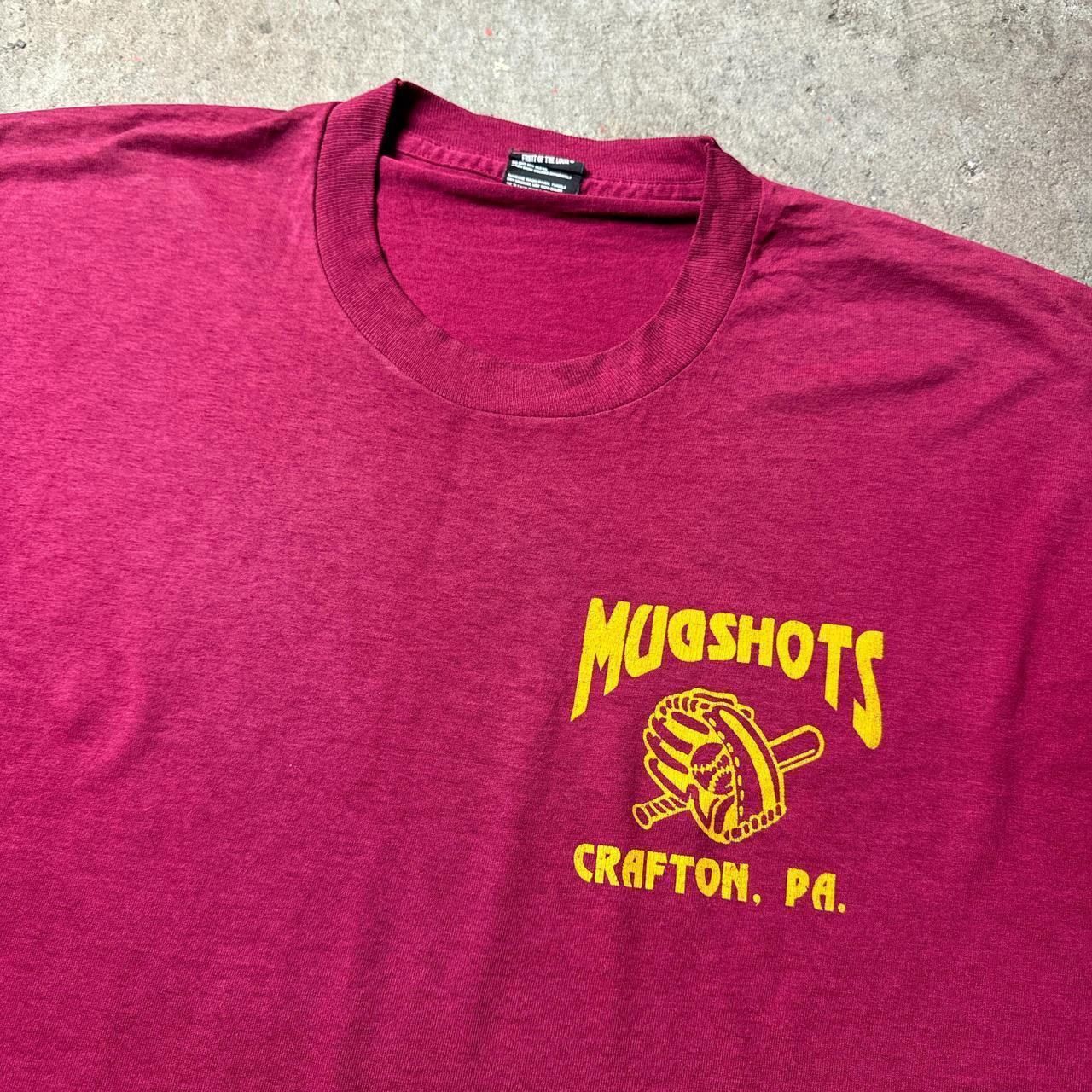90s Burgundy and yellow Mugshots Crafton, PA tee - XL