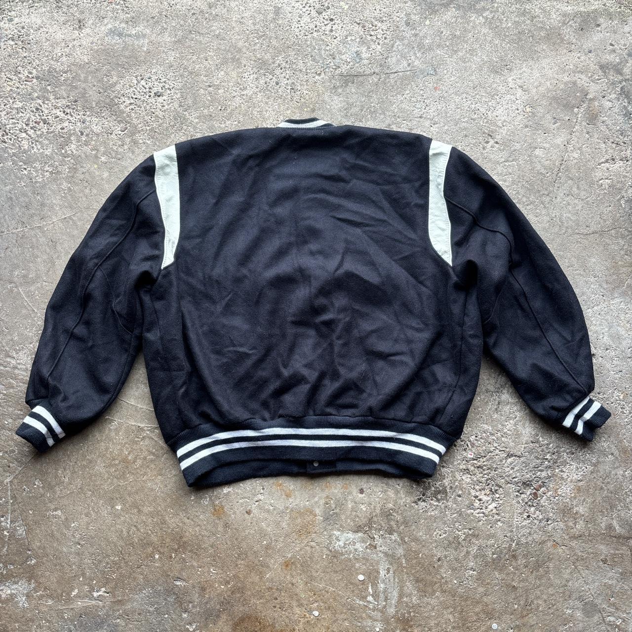 Vintage Black and white wool bomber jacket