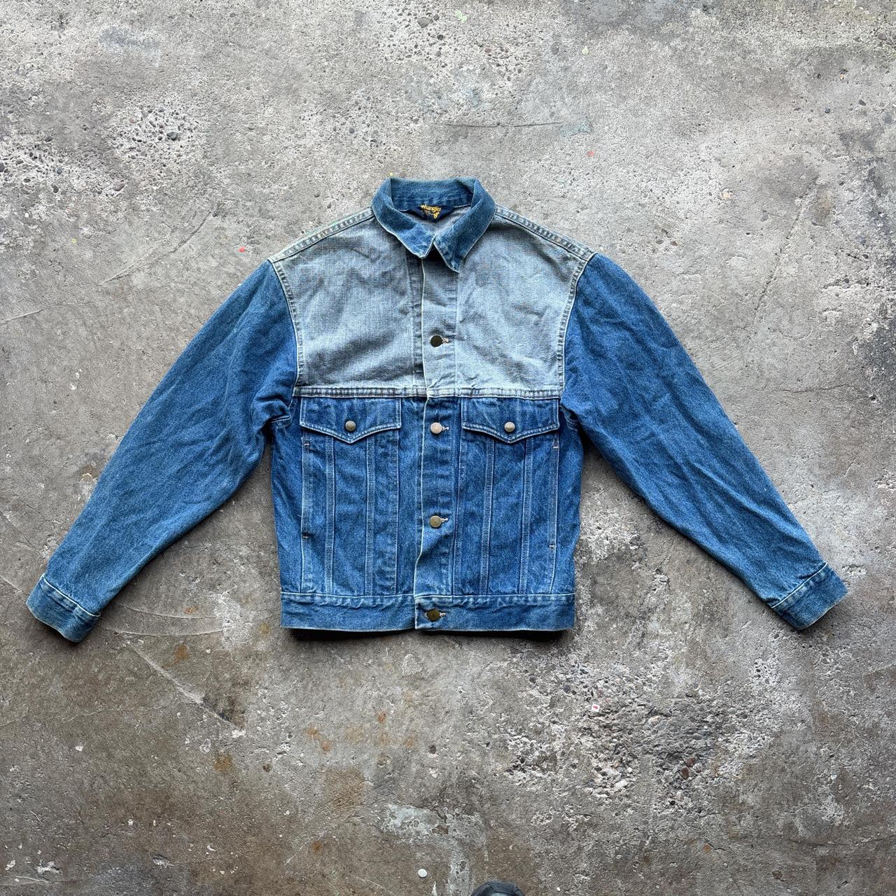 Vintage Blue and grey Wrangler denim trucker jacket