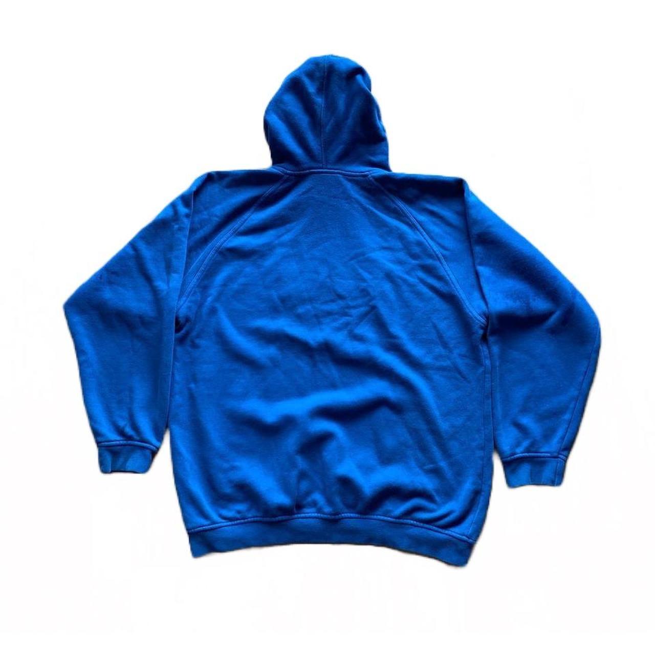 Blue Adidas Originals hoody with yellow raised logo