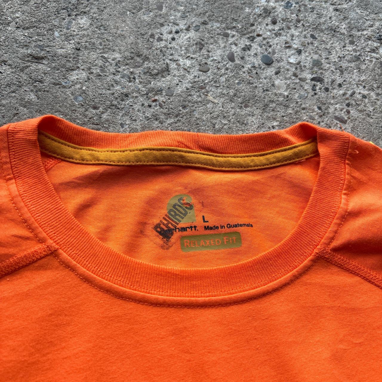 Orange Carhart sing pocket t-shirt - L