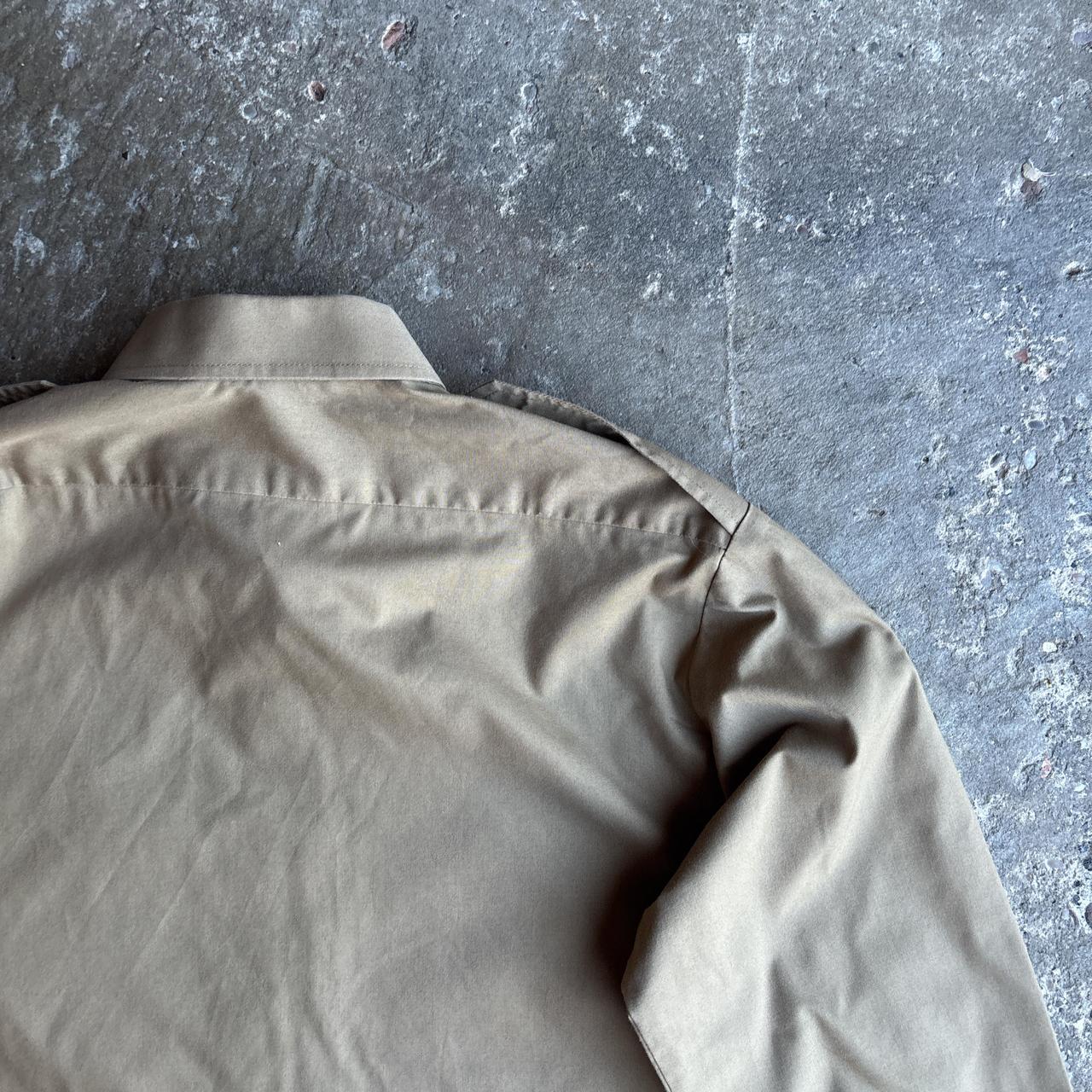 Vintage Tan Military Style Long-Sleeve Shirt