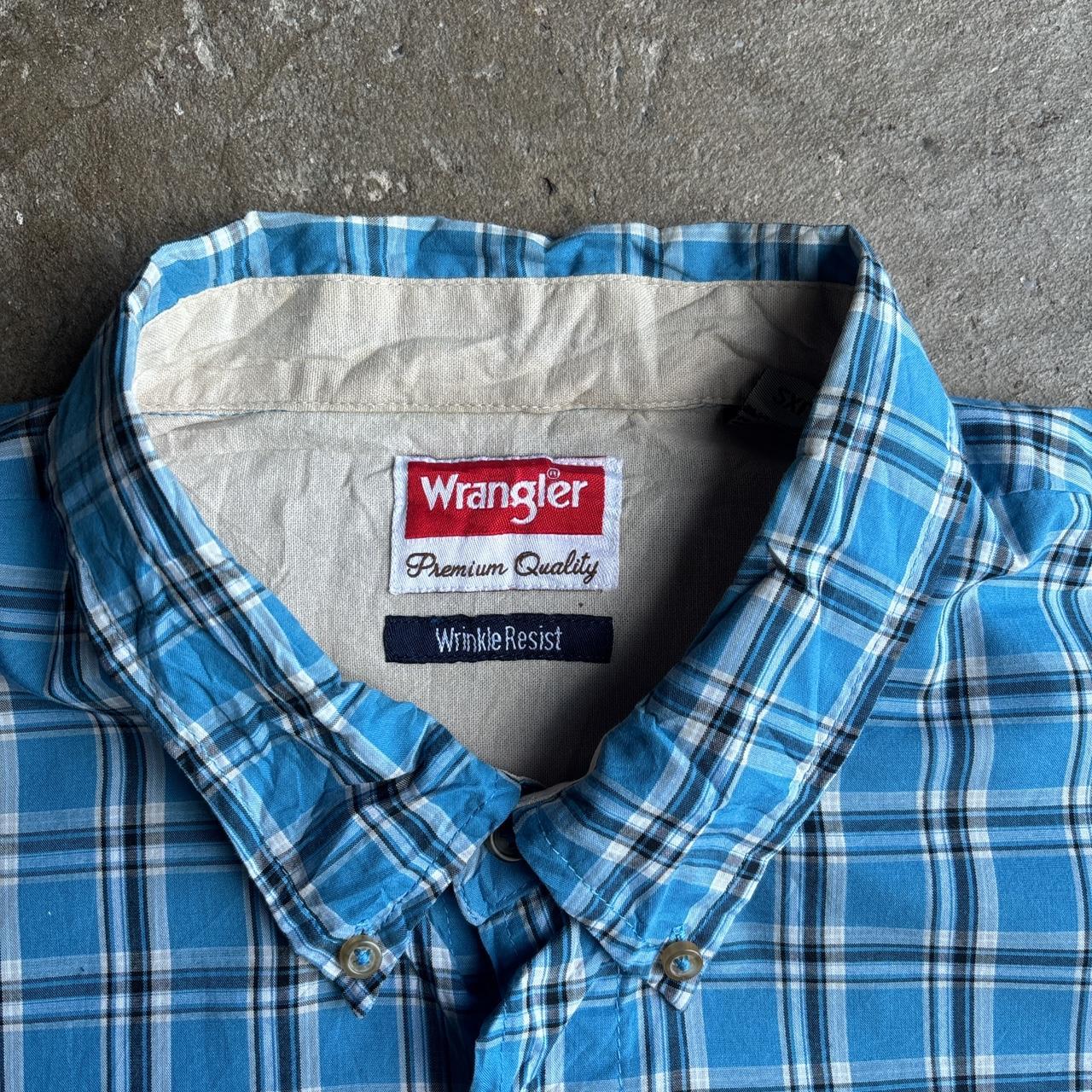 Blue Checkered Wrangler Short Sleeve Shirt