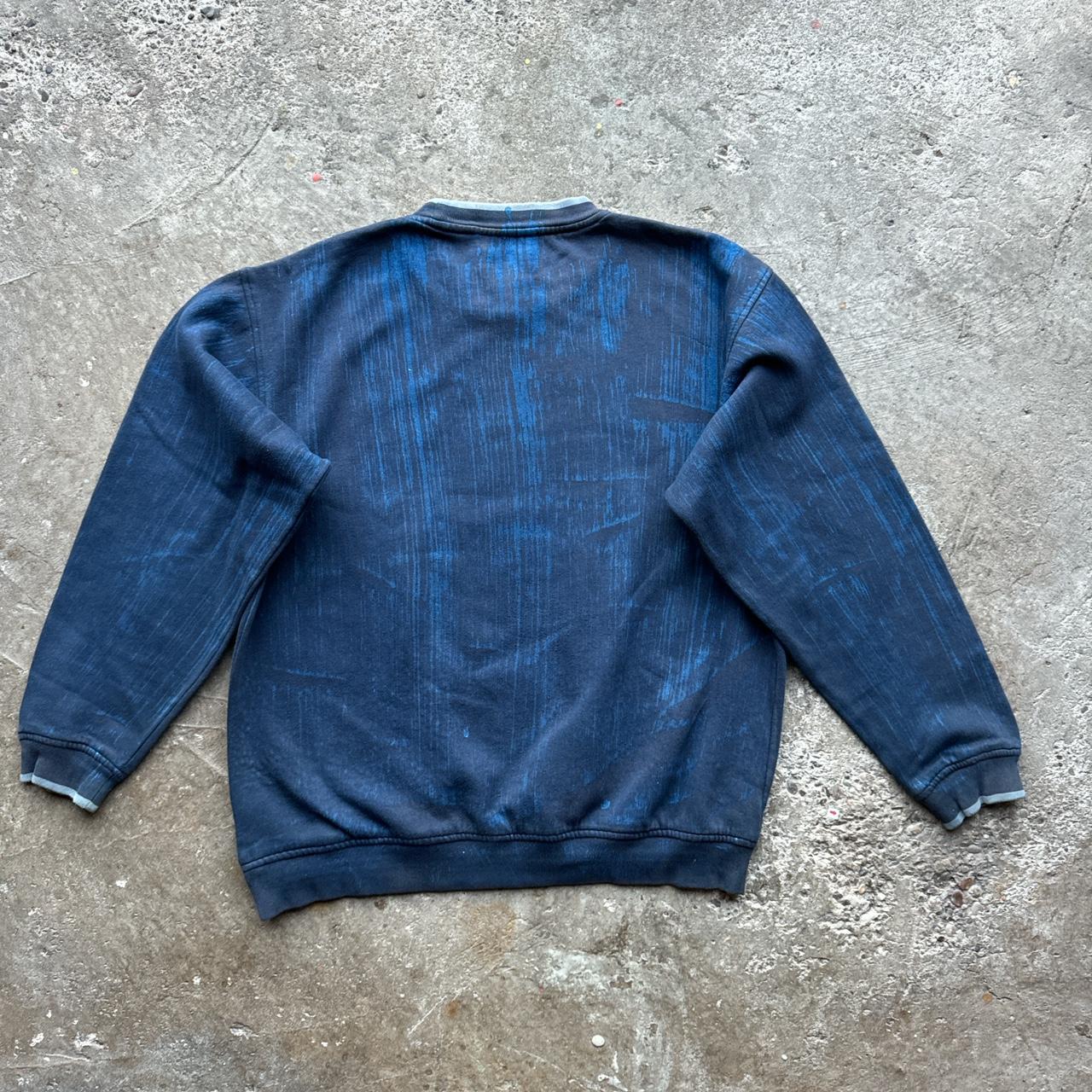 Navy Fila sweatshirt with embroidered logo and custom paint job