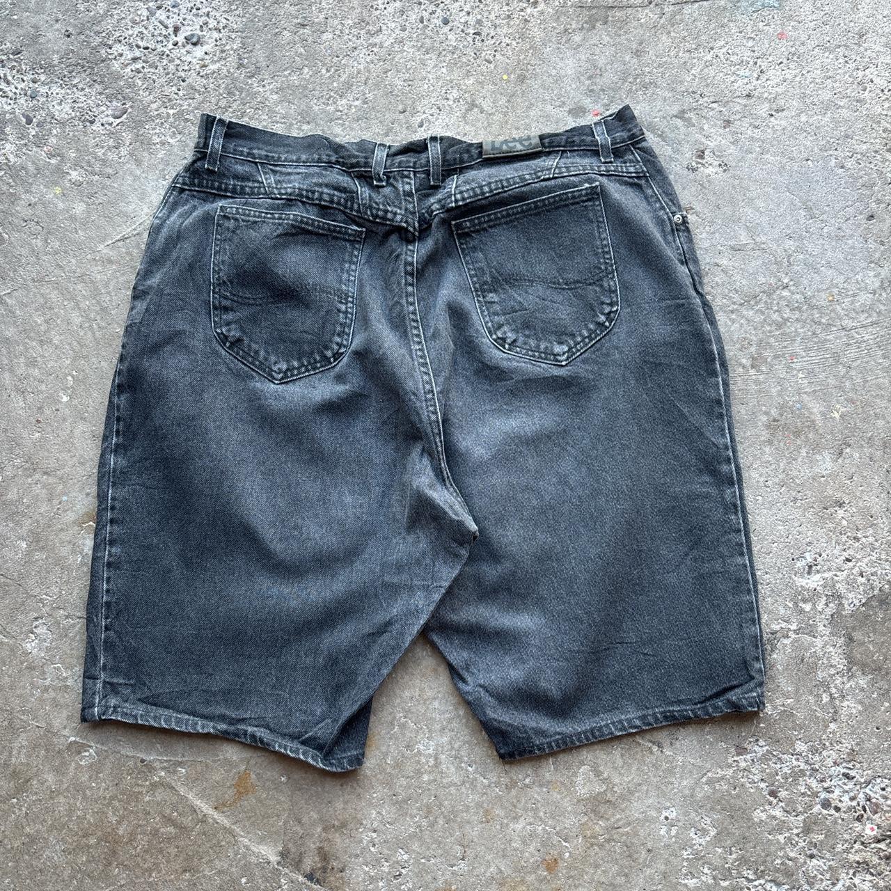 Washed black Lee denim shorts