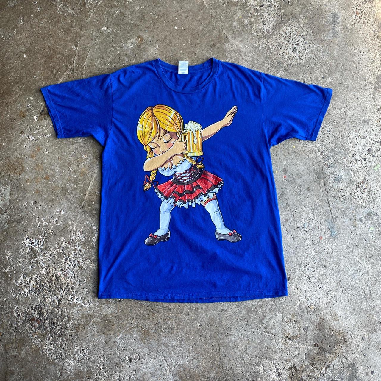 Blue Dabbing Barmaid Graphic T-Shirt - L