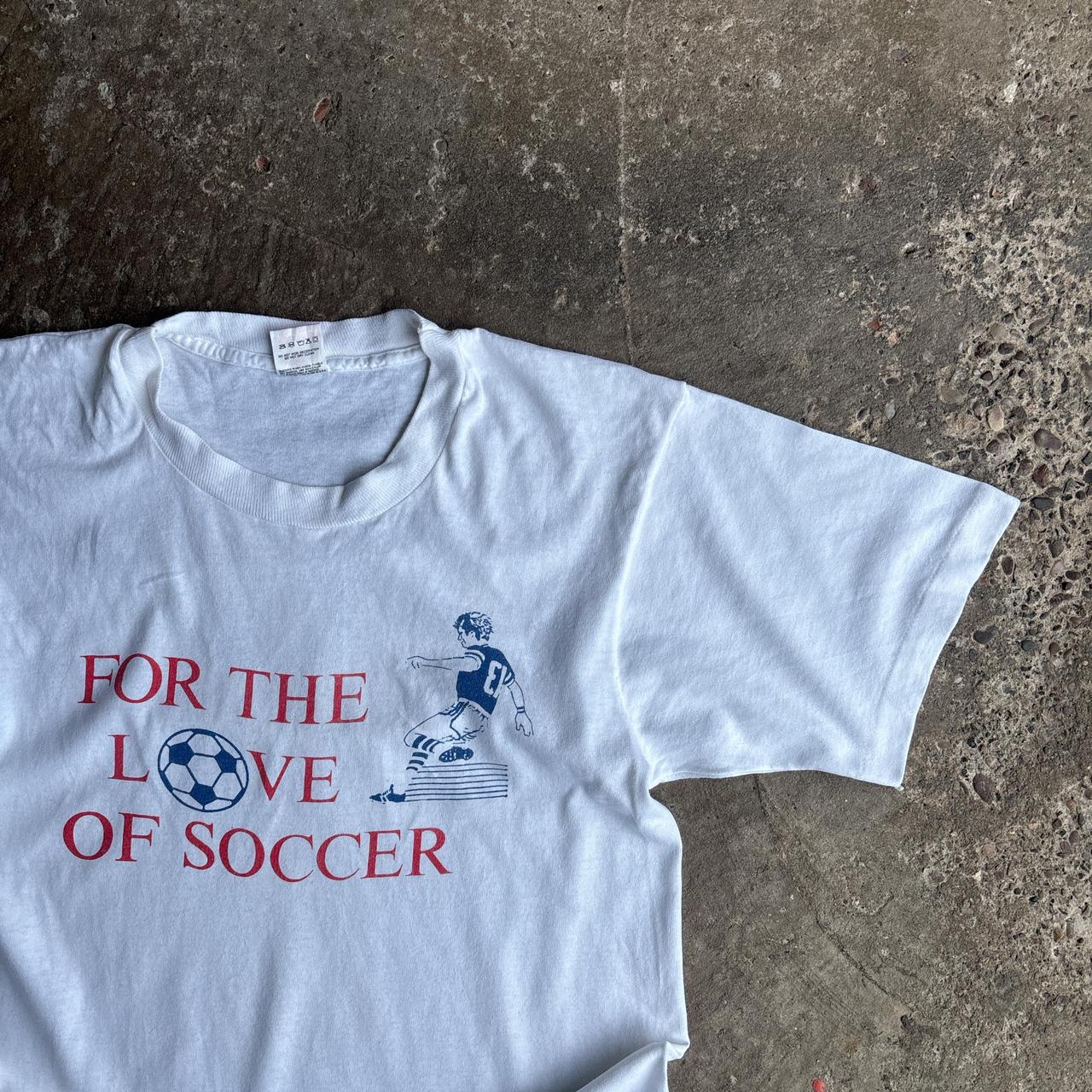 White Single Stitch Graphic Football T-Shirt - M