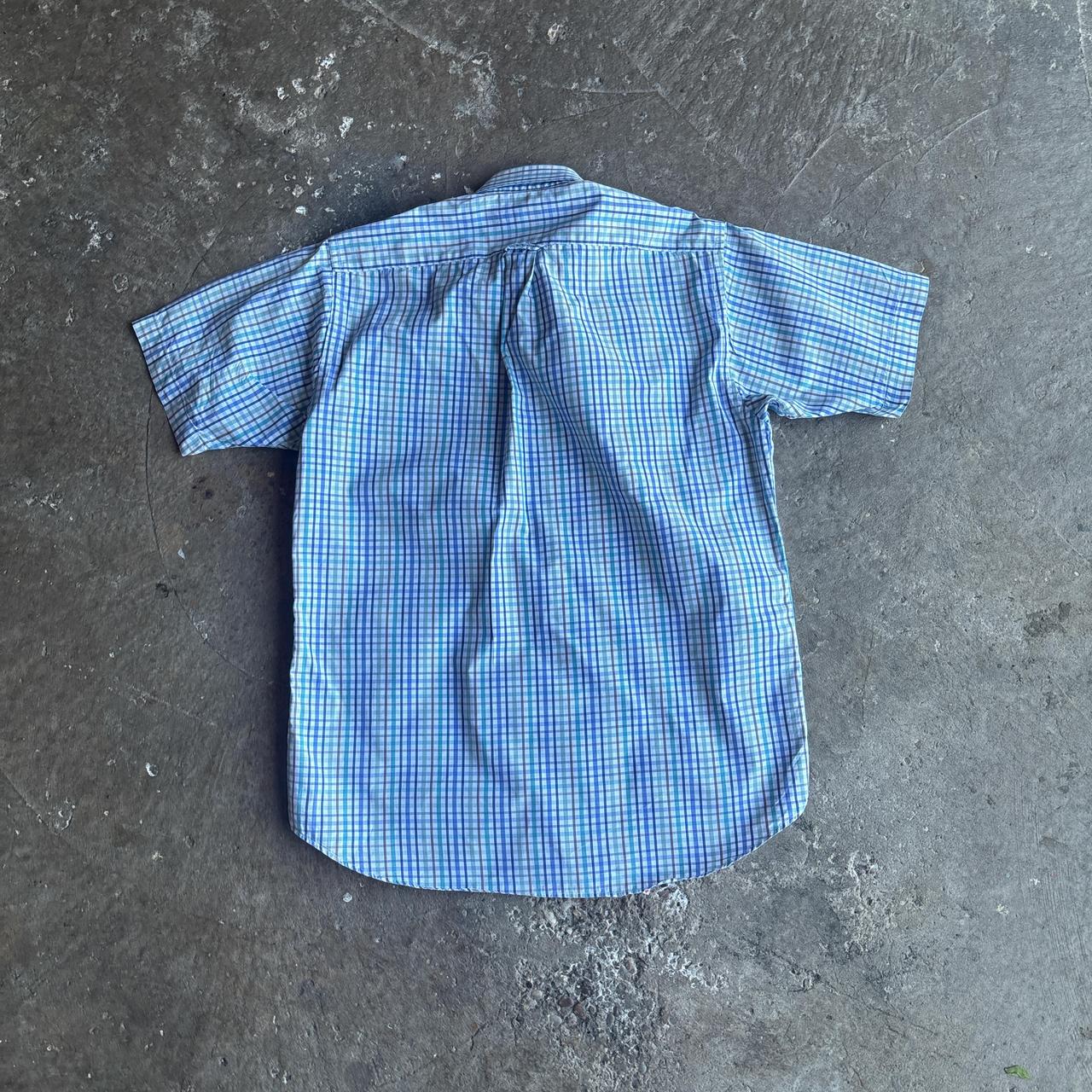 White & Blue Checkered GANT Short Sleeve Shirt