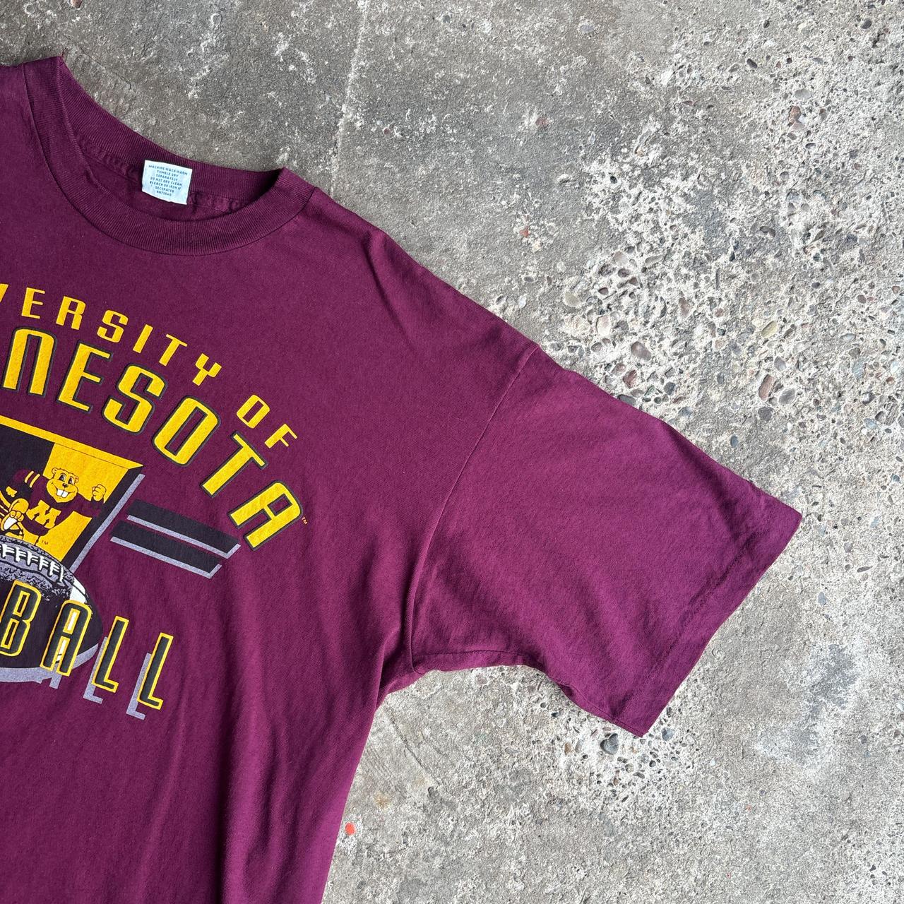 Burgundy ‘University of Minnesota Football’ Single Stitch T-Shirt