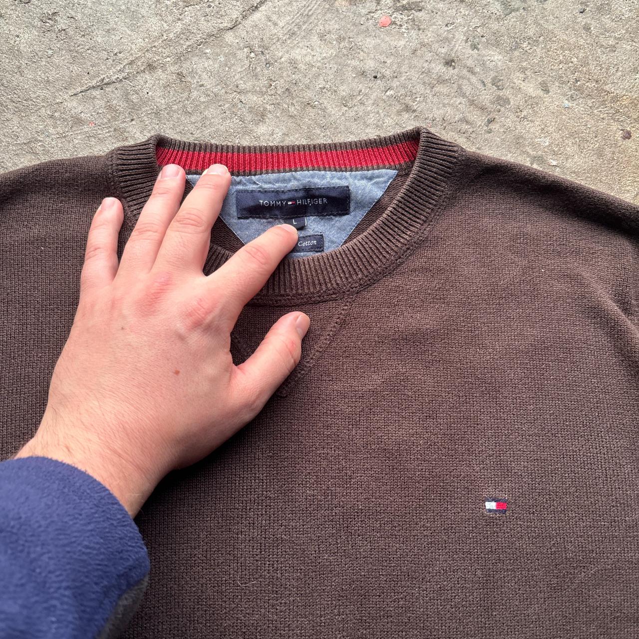 Y2K Brown Tommy Hilfiger knitted sweatshirt - L
