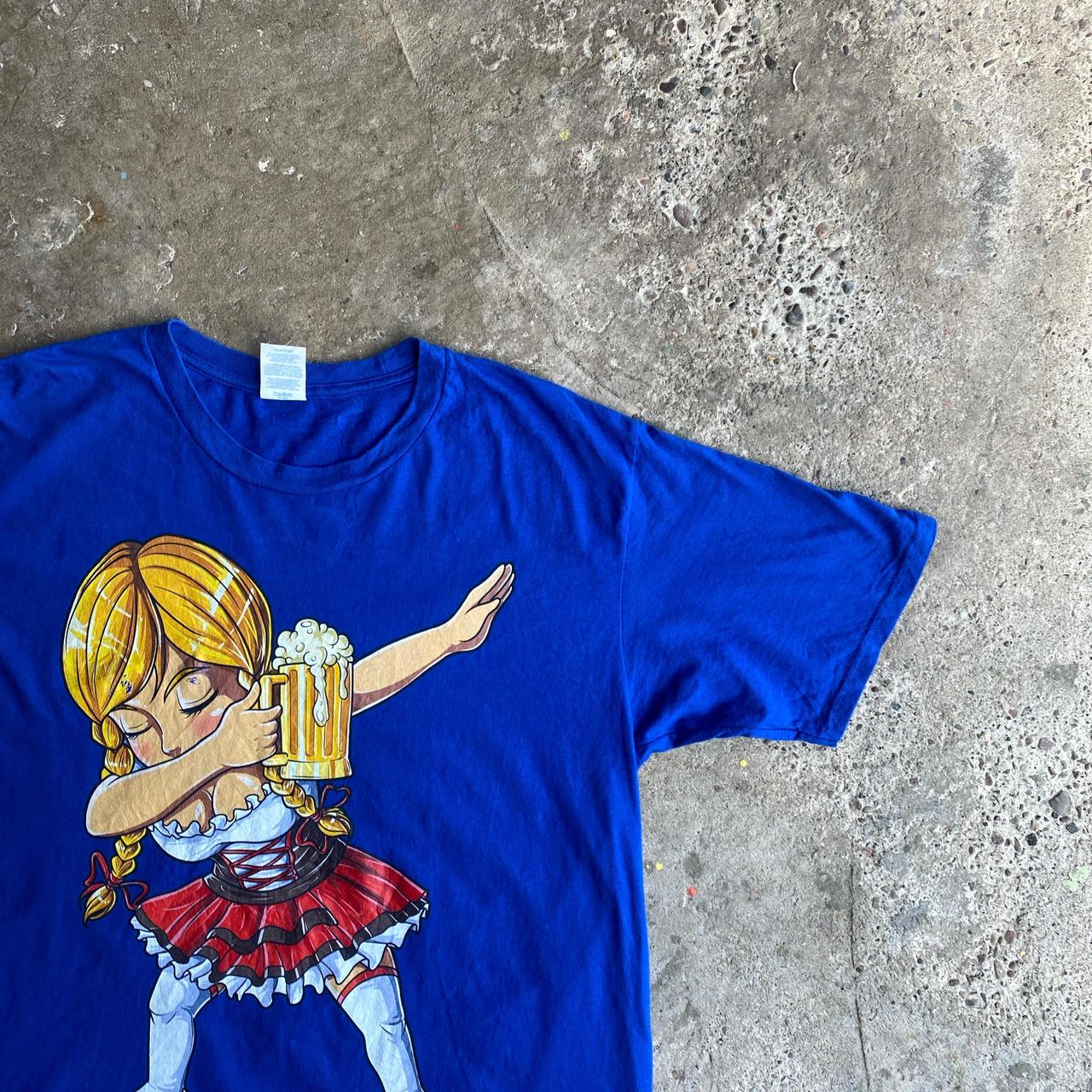 Blue Dabbing Barmaid Graphic T-Shirt - L