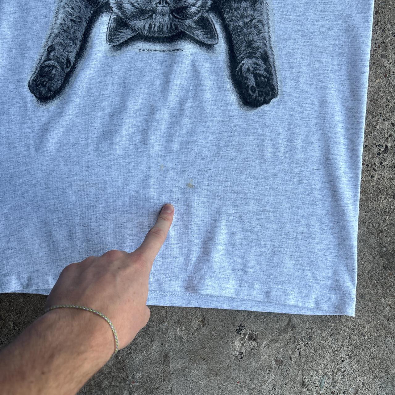 Funny Grey Cat Graphic Single Stitch T-Shirt - M