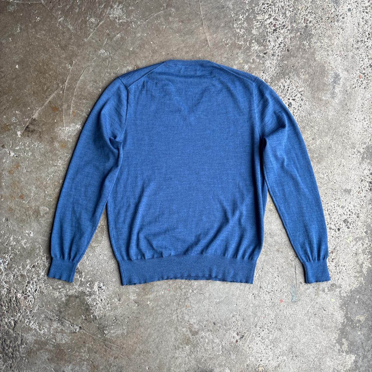 Blue Polo Ralph Lauren Merino Wool V-Neck Jumper - L