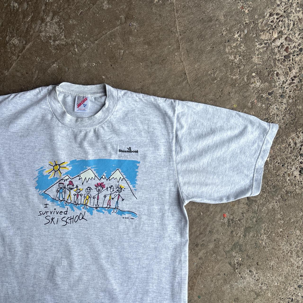 Vintage 1991 Light Grey Single Stitch Graphic T-Shirt - M