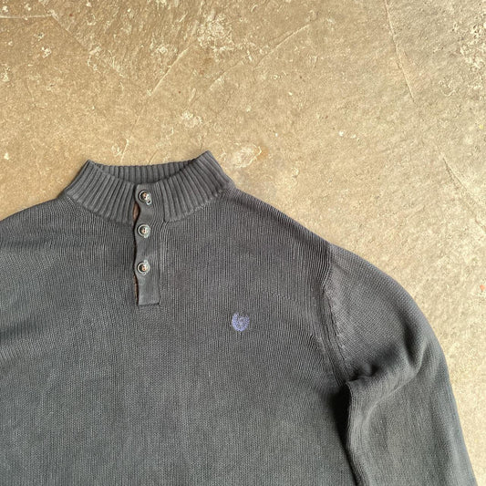 Black Chaps Button Up Knit Jumper - L