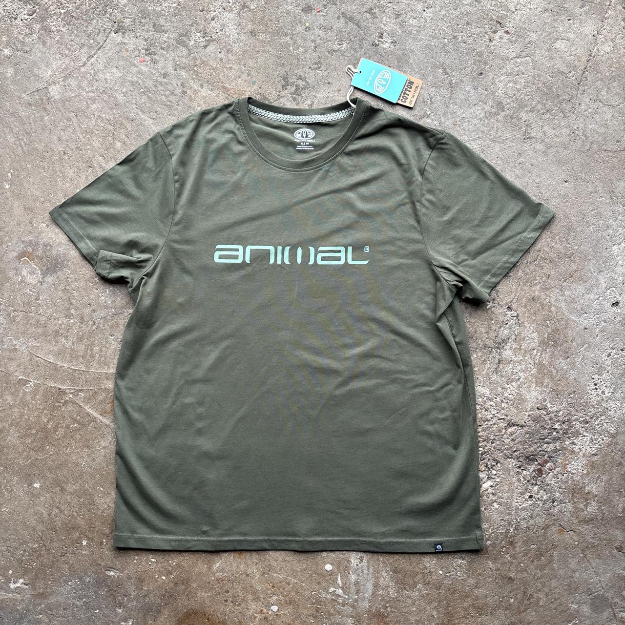 Green Animal spell out logo tee